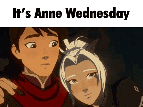 a couple of anime characters with the words it 's anne wednesday