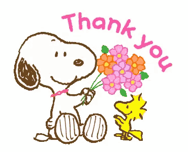 snoopy holding a bouquet of flowers next to woodstock