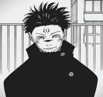 a black and white drawing of a man with a tattoo on his face standing in front of a fence .