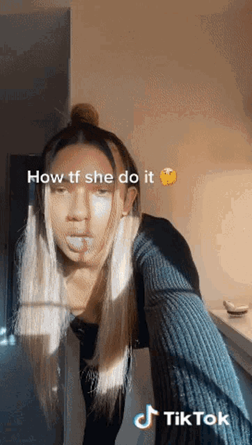 a woman 's face is shown with the words how tf she do it