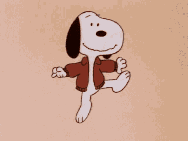 a cartoon dog wearing a red sweater and black ears