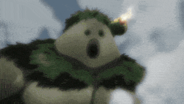 a monster with a surprised look on his face