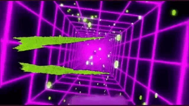 a computer generated image of a purple and green tunnel with a glowing grid .