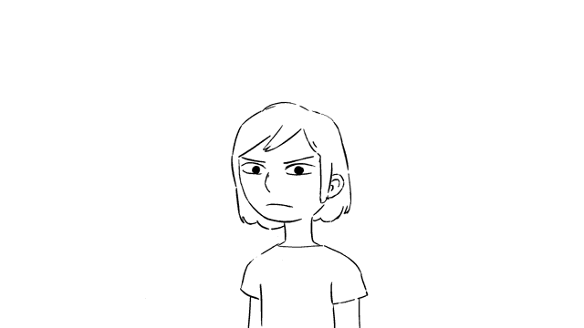 a black and white drawing of a woman screaming with her hands in the air