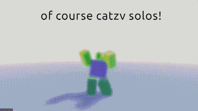 a cartoon character with the words of course catzv solos below it