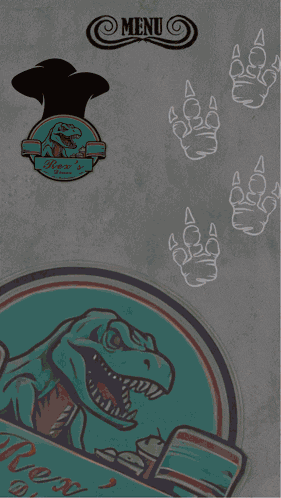 a poster for rex 's diner has a t-rex on it