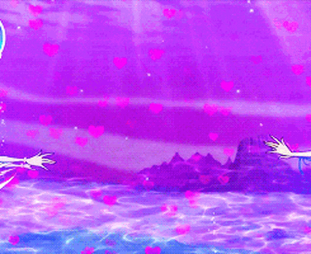 a cartoon of two mermaids reaching out to each other