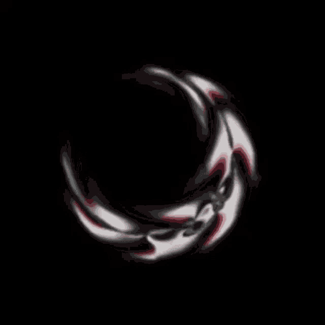 a red , white and black circle with a chain around it on a black background .