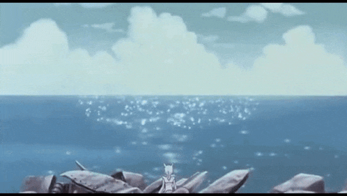 a person is standing on a rock near the ocean looking at the water .
