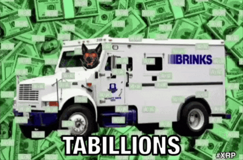 a brinks armored truck is surrounded by lots of money