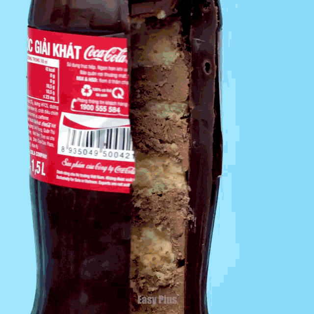 a bottle of coca cola with a label that says easy plus