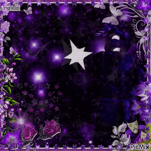a picture of purple flowers and butterflies with the words picmix at the top