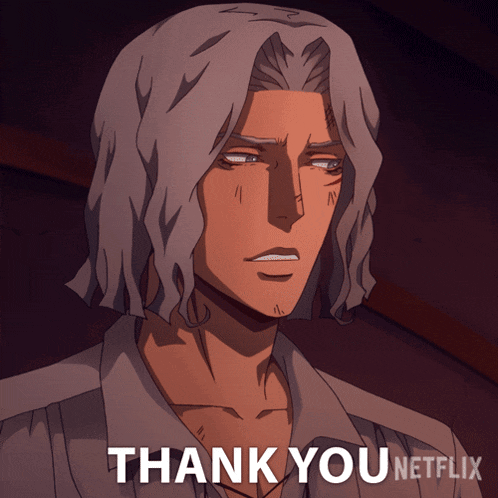 a cartoon of a man with gray hair and the words thank you netflix