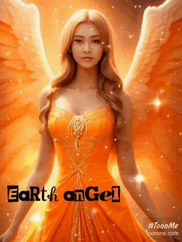 a picture of a woman with angel wings and the words earth angel on the bottom