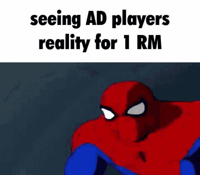a cartoon of a woman with the words seeing ad players reality for 1 rm on the bottom