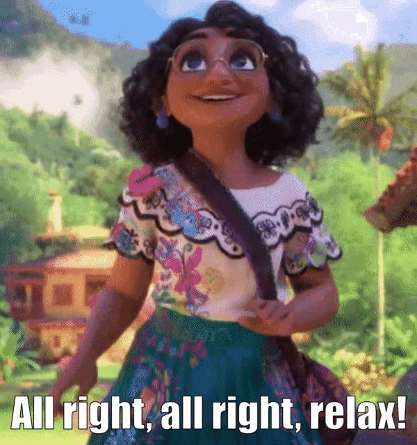 a cartoon character with the words all right all right relax on the bottom