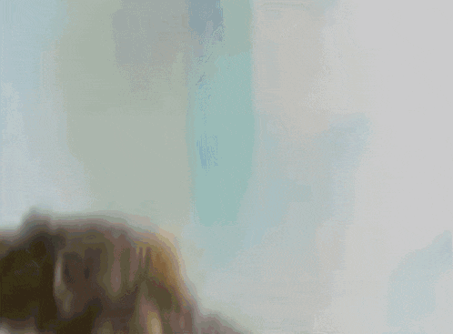 a painting of a person holding a green object in their hand