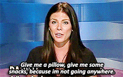 a woman says give me a pillow give me some snacks