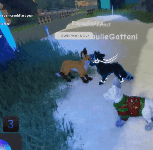 a screenshot of a video game shows a fox and a cat