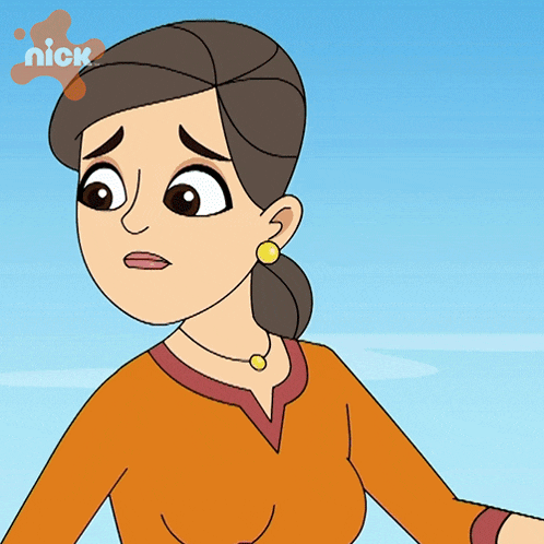 a cartoon drawing of a woman with a nick logo on her head