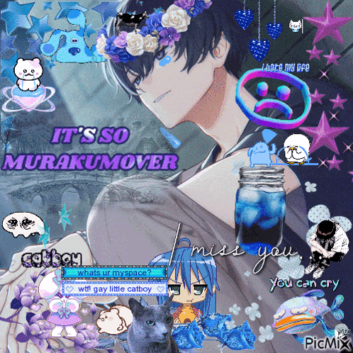 a picture of a boy with the words it 's so murakumover written on it