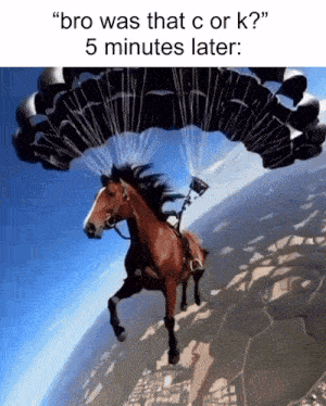 a horse is flying through the air with a parachute behind it