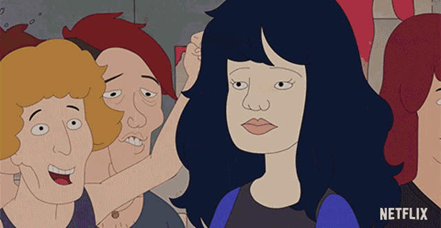 a cartoon of a group of people with a netflix logo in the corner