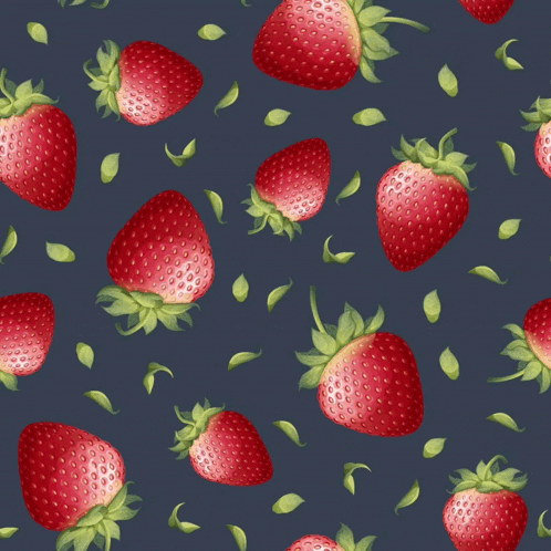 a seamless pattern of strawberries on a dark blue background with arabic writing