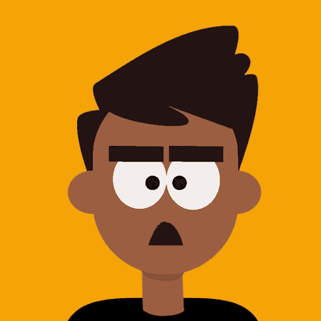 a cartoon character with big eyes and a surprised expression on his face