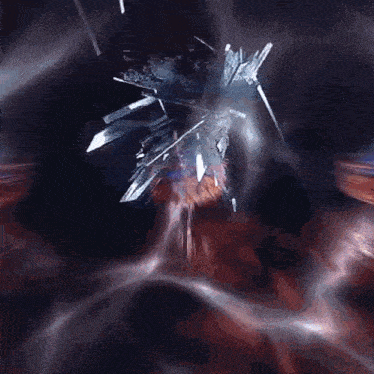 a computer generated image of a broken glass object with a light coming out of it
