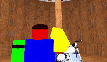 a computer generated image of a person sitting on a chair