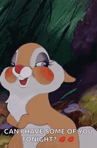 a cartoon of a bunny with the words can i have some of you tonight