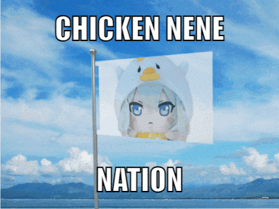 a flag with a picture of a girl on it and the words chicken nene nation