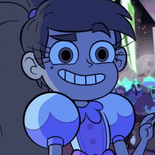 a close up of a cartoon character with a big smile