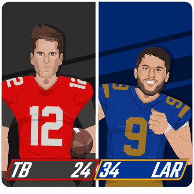 a cartoon drawing of two football players with the numbers 12 and 34 on them