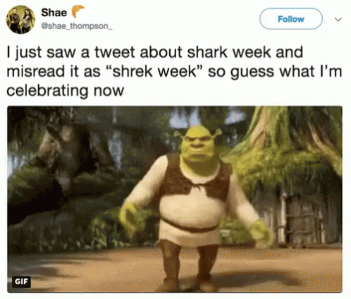 Its Shark Week Misread It As Shrek Week GIF - Its Shark Week Misread It As Shrek Week Whatever GIFs