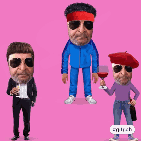 a cartoon of a man holding a glass of wine with the hashtag #gifgab