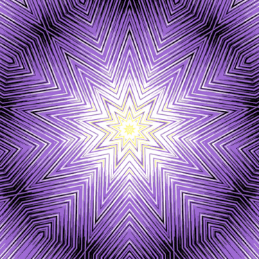 a purple and black star with a yellow center on a purple background