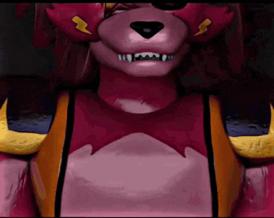 a close up of a pink teddy bear with a lightning bolt on his head .