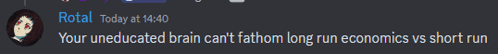 a screenshot of a discord conversation with rotal