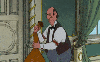 a man in a tuxedo is holding a bag in his hands