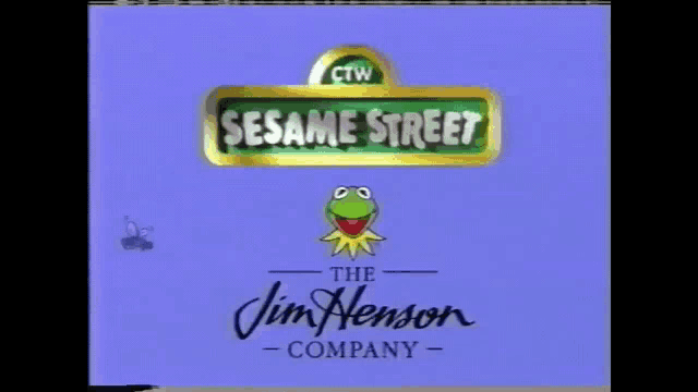 a sesame street logo with kermit the frog and a fly