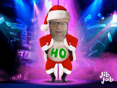 a cartoon of a man dressed as santa claus with the word ho on his belly