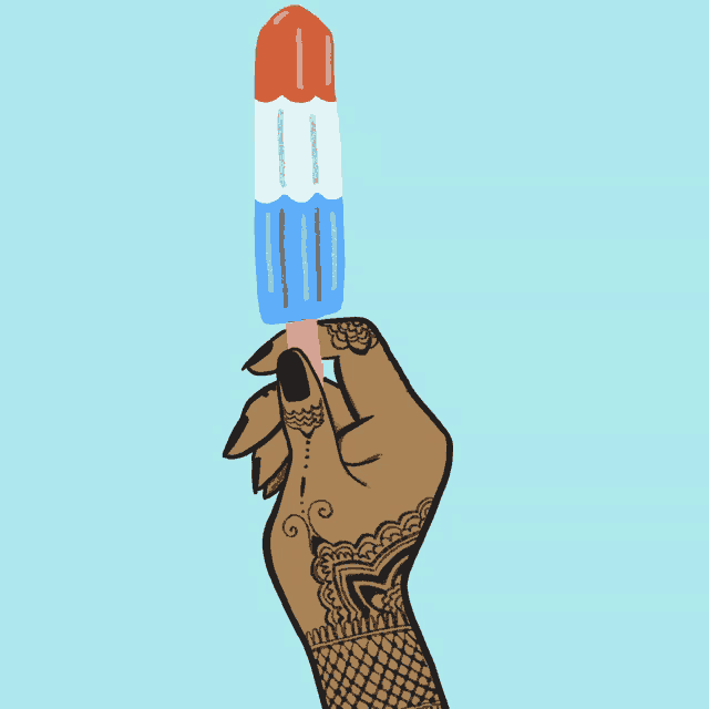 a hand with a tattoo on it is holding an ice cream bar