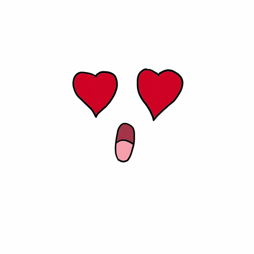 a drawing of two red hearts that are connected