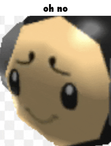 a close up of a cartoon character 's face with the caption oh no