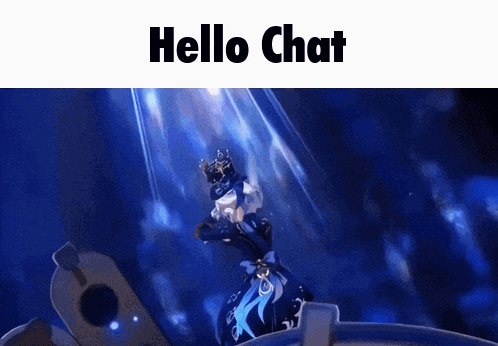 a blue background with the words hello chat on the top