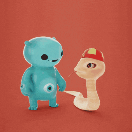 a snake wearing a red hat with chinese characters on it