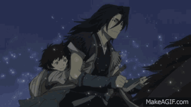 a man is riding a horse with a child on his back and the website makeagif.com is in the corner