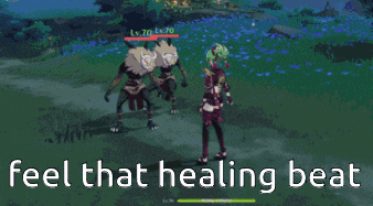 a pixel art of a girl with the words feel that healing beat